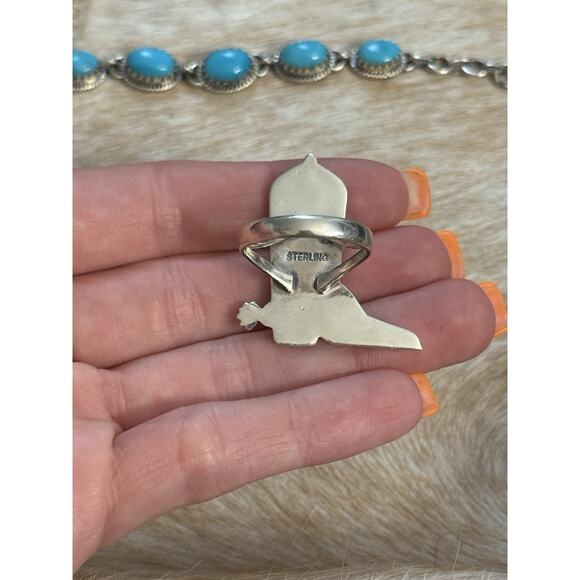 Native American SW Sterling Red Rose Pink Dahlia Western Cowboy Barbie Boot Ring - Picture 5 of 12